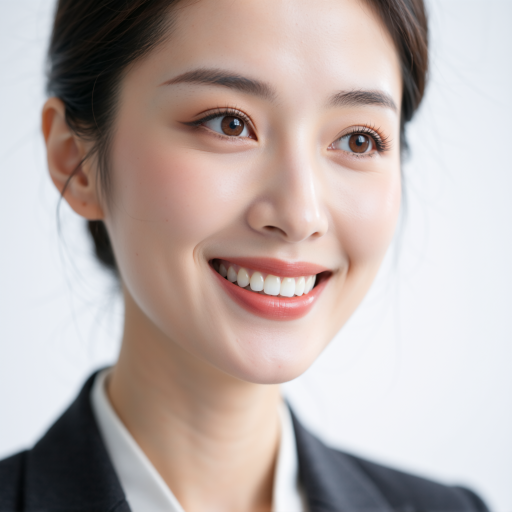 二十五岁左右年轻女性顾客头像，笑容灿烂，穿着时尚，背景明亮